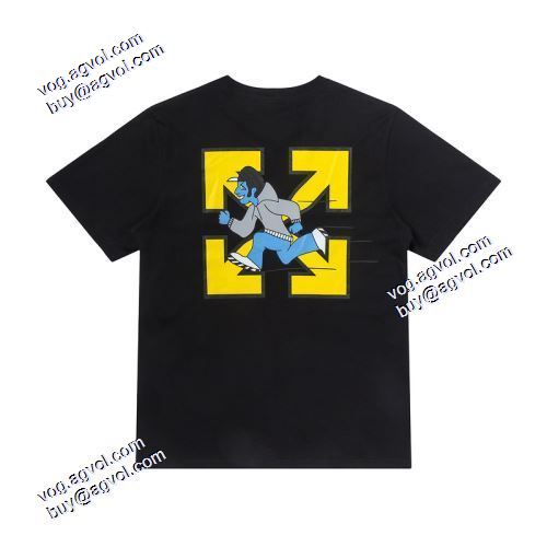 2021春夏 Off-Whiteブランド コピー オフホワイト半袖Tシャツ 大人気☆NEW!! 大気文字のプリント装飾が風変わりな感じを与える