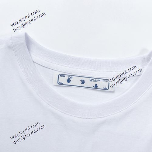 2021春夏 Off-Whiteブランド コピー オフホワイト半袖Tシャツ 大人気☆NEW!! 大気文字のプリント装飾が風変わりな感じを与える