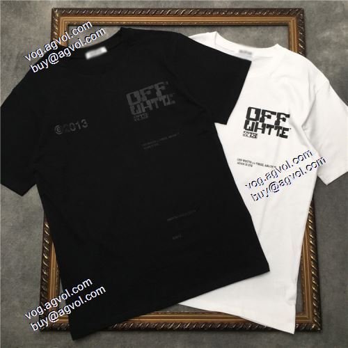 欧米韓流/雑誌 2021春夏 Off-White半袖Tシャツ コンサバな丸襟の二重ラインはエッジが違う感じ オフホワイト偽物ブランド
