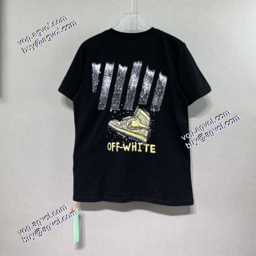 2021春夏半袖Tシャツ Off-Whiteスーパーコピー オフホワイト図案を美しく、ファッションを作る古典工芸 ◆モデル愛用◆