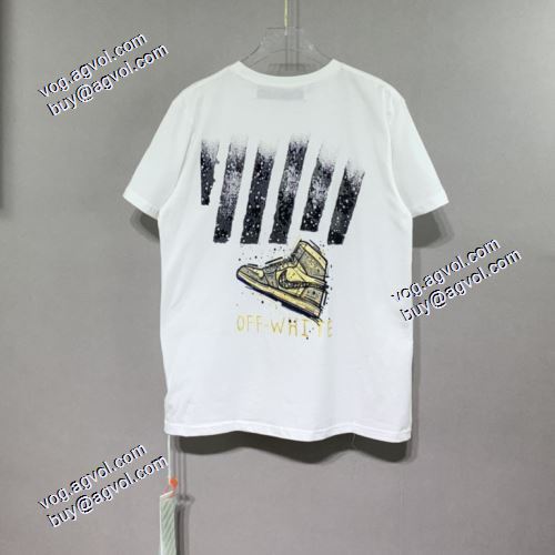 2021春夏半袖Tシャツ Off-Whiteスーパーコピー オフホワイト図案を美しく、ファッションを作る古典工芸 ◆モデル愛用◆
