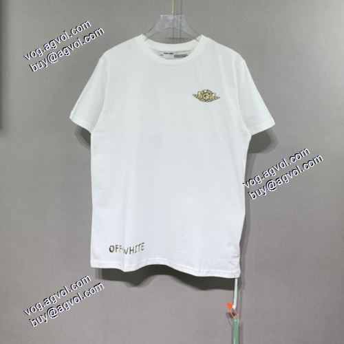 2021春夏半袖Tシャツ Off-Whiteスーパーコピー オフホワイト図案を美しく、ファッションを作る古典工芸 ◆モデル愛用◆