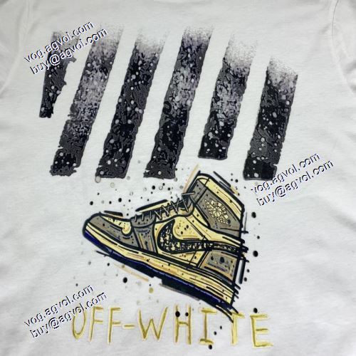 2021春夏半袖Tシャツ Off-Whiteスーパーコピー オフホワイト図案を美しく、ファッションを作る古典工芸 ◆モデル愛用◆