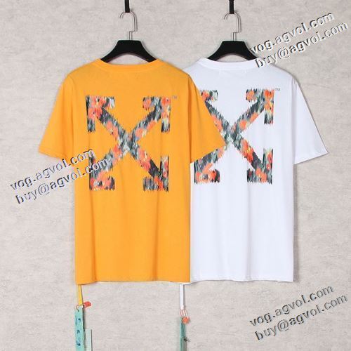 自分らしいスタイリング 高級感ある 2021春夏 オフホワイトブランド 偽物 通販 Off-White オフホワイト 半袖Tシャツ 2色可選 ラウンドネック