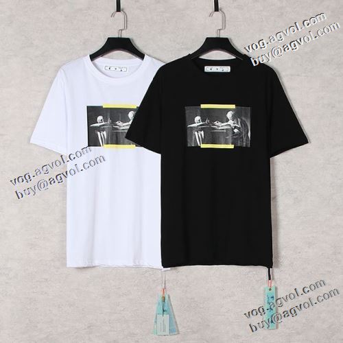 2色可選 2021春夏 Off-White オフホワイト 半袖Tシャツ オフホワイトブランド 偽物 通販 チノパン 狙える優秀アイテム 通気性に優れた レジャー