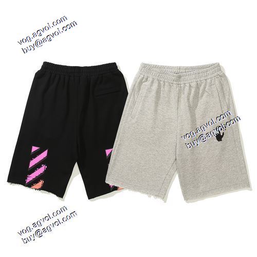 抜群の雰囲気が作れる! 2021春夏 Off-Whiteブランド コピー オフホワイトショートパンツ 黒のフロントにロゴ刺繍 2色可選