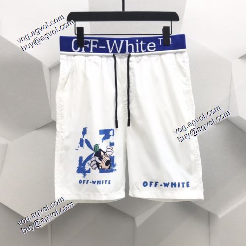 2021春夏 ストレッチで腰を引き締める Off-Whiteショートパンツ 脚部にロゴプリント オフホワイトブランド コピー 人気商品