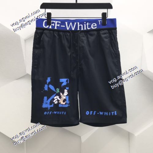 2021春夏 ストレッチで腰を引き締める Off-Whiteショートパンツ 脚部にロゴプリント オフホワイトブランド コピー 人気商品