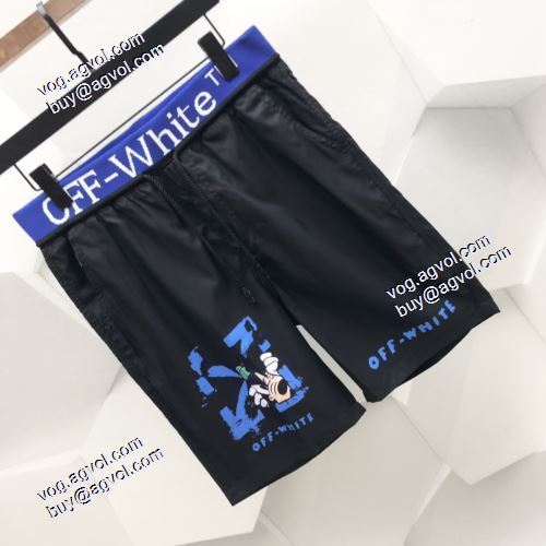 2021春夏 ストレッチで腰を引き締める Off-Whiteショートパンツ 脚部にロゴプリント オフホワイトブランド コピー 人気商品
