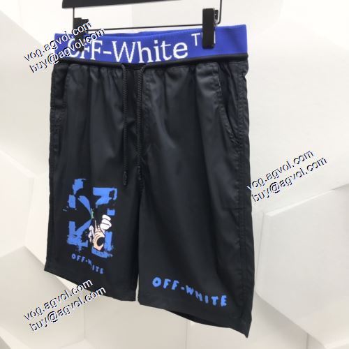 2021春夏 ストレッチで腰を引き締める Off-Whiteショートパンツ 脚部にロゴプリント オフホワイトブランド コピー 人気商品