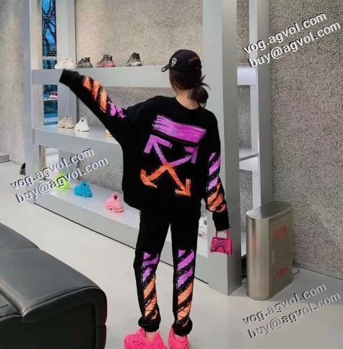程よい色落ち感 オフホワイト偽物ブランド 2021秋冬 Off-White オフホワイト スエットパンツ 海外限定ライン 定番ボトム