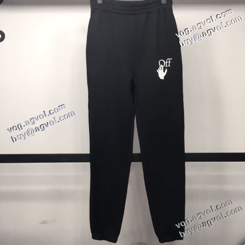 程よい色落ち感 オフホワイト偽物ブランド 2021秋冬 Off-White オフホワイト スエットパンツ 海外限定ライン 定番ボトム