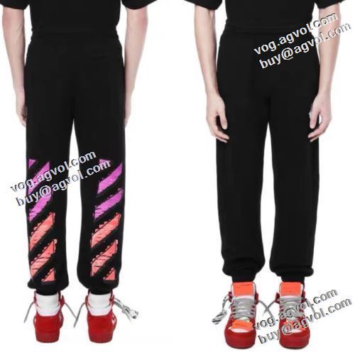 程よい色落ち感 オフホワイト偽物ブランド 2021秋冬 Off-White オフホワイト スエットパンツ 海外限定ライン 定番ボトム