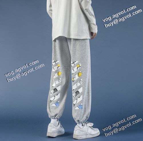 上品に着こなせ 2021秋冬 Off-White オフホワイト スエットパンツ オフホワイトコピーブランド シンプル 絶大な人気を誇る 2色可選
