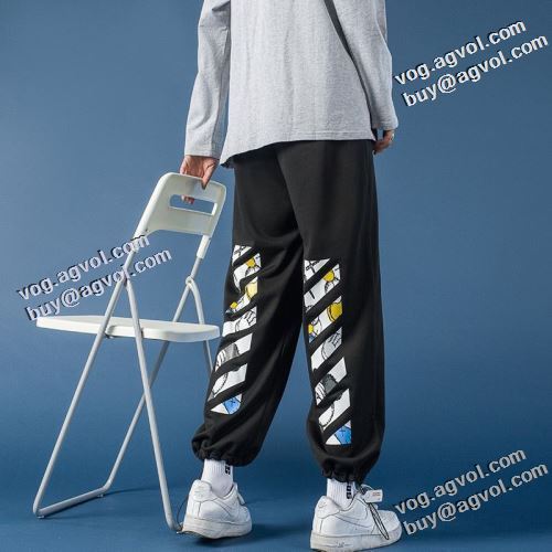 上品に着こなせ 2021秋冬 Off-White オフホワイト スエットパンツ オフホワイトコピーブランド シンプル 絶大な人気を誇る 2色可選