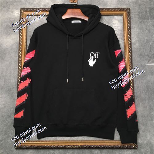 人気新品★超特価★ 2021秋冬 プリントパーカ Off-White 偽物ブランド オフホワイトプルオーバーパーカー