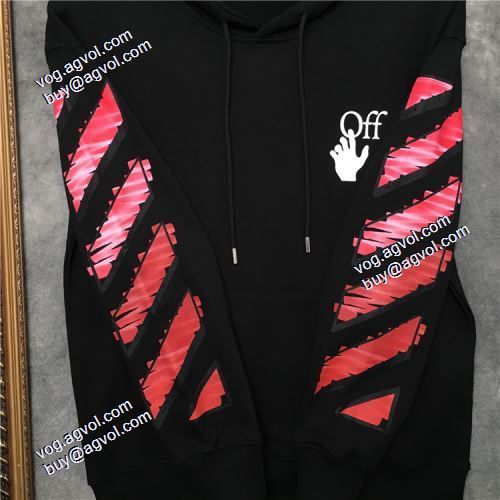 人気新品★超特価★ 2021秋冬 プリントパーカ Off-White 偽物ブランド オフホワイトプルオーバーパーカー