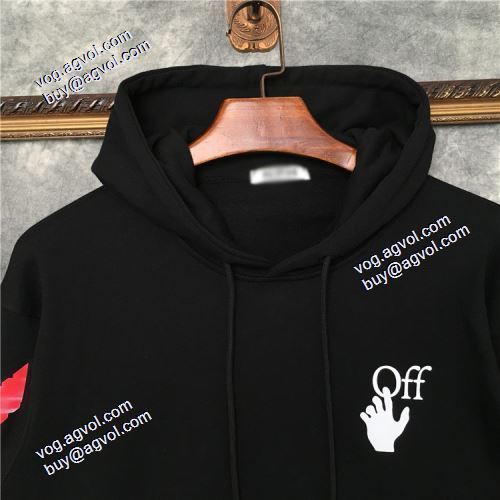 人気新品★超特価★ 2021秋冬 プリントパーカ Off-White 偽物ブランド オフホワイトプルオーバーパーカー