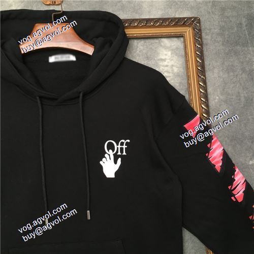 人気新品★超特価★ 2021秋冬 プリントパーカ Off-White 偽物ブランド オフホワイトプルオーバーパーカー