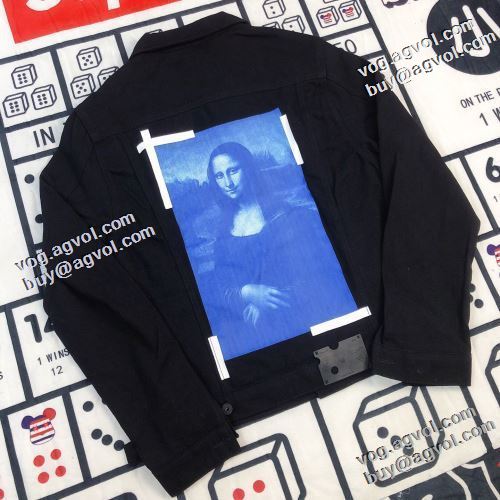 逸品 2022新作 Off-White オフホワイト デニムジャケット 芸能人に愛用者続出 オフホワイト偽物ブランド 大花プリント 2色可選