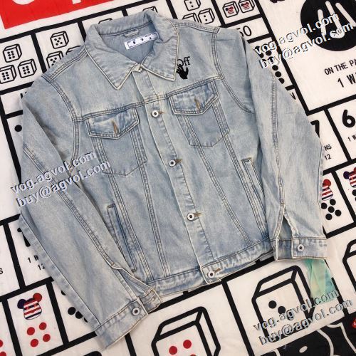 逸品 2022新作 Off-White オフホワイト デニムジャケット 芸能人に愛用者続出 オフホワイト偽物ブランド 大花プリント 2色可選