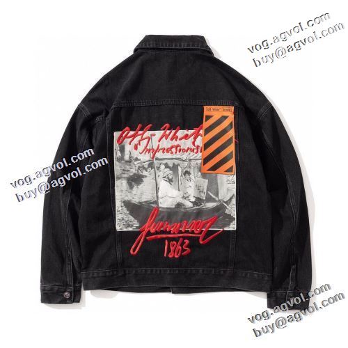 オフホワイトコピー 堪能できるコート 2022新作 Off-White オフホワイト デニムジャケット 早くも完売している 人目を惹くデザイン
