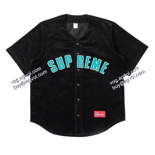 2021春夏 首胸ロゴ シュプリーム SUPREME Corduroy Baseball Jersey 半袖シャツ SUPREMEブランドコピー 3色可選
