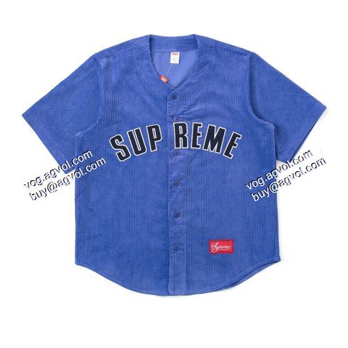2021春夏 首胸ロゴ シュプリーム SUPREME Corduroy Baseball Jersey 半袖シャツ SUPREMEブランドコピー 3色可選