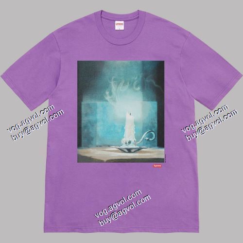 シュプリーム supreme 21SS Fuck Tee 半袖Tシャツ 男女兼用 芸能人に愛用者続出 SUPREMEコピー 2色可選 汚い言葉ろうそくの煙キャンドルの光油絵半袖男女Tシャツ