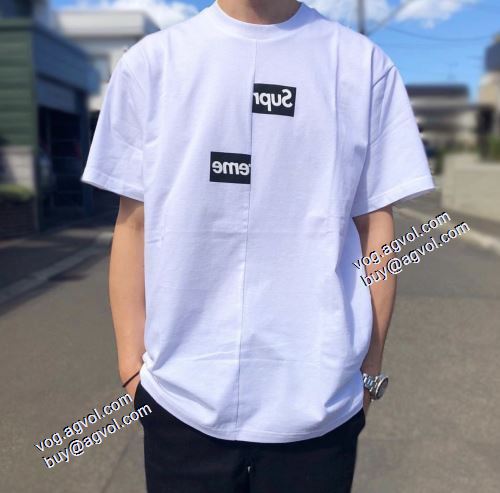 上質 大人気！シュプリームコピー 2021秋冬 Supreme x CDG Split Box Logo Tee 18FW 半袖Tシャツ 2色可選