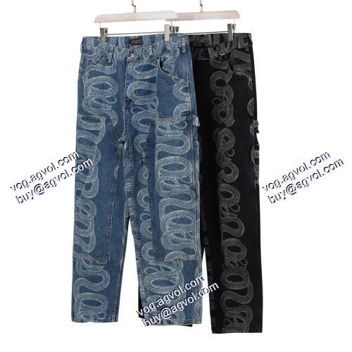 定番のアイテム シュプリーム Supreme &times; HYSTERIC GLAMOUR 2021SS Week4 蛇の紋 ジーンズ 高級感ある シュプリームスーパーコピー 激安 2色可選