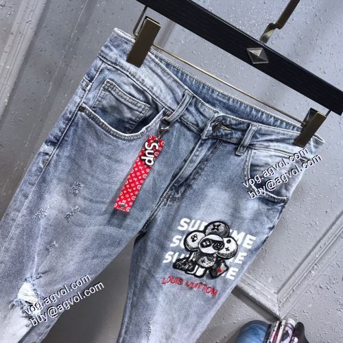 完成度の高い逸品 シュプリーム SUPREME x LOUIS VUITTON 2021秋冬 SUPREMEコピー 限定コラボシリーズ ジーンズ