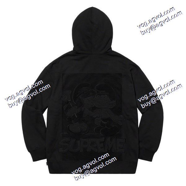 人気雑誌掲載 2020秋冬 2色可選 SUPREMEブランドコピー Supreme x Smurfs Hooded Sweatshirt 青い精霊の連名刺繍ハットの上着 パーカー