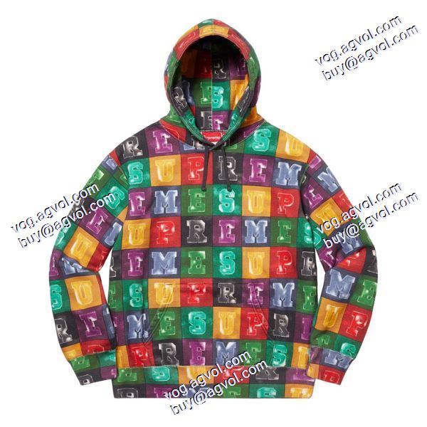 2020秋冬 ずっと人気? シュプリームブランド コピー Supreme Blocks Hooded Sweatshirt 字母の四角格子の中隊の帽子の護衛服 パーカー