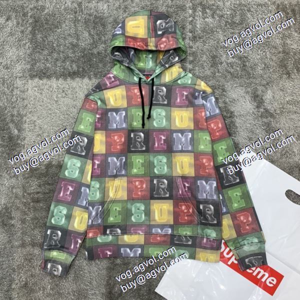 2020秋冬 ずっと人気? シュプリームブランド コピー Supreme Blocks Hooded Sweatshirt 字母の四角格子の中隊の帽子の護衛服 パーカー