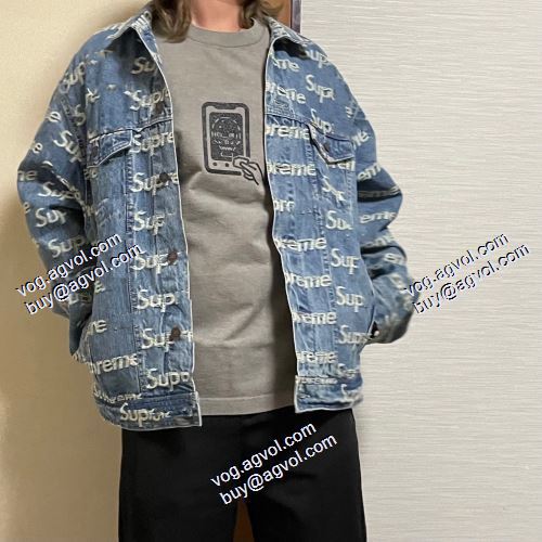 シュプリーム SUPREME 優美なお出かけスタイル 21SS Frayed Logos Denim デニムジャケット ブルゾン シュプリームスーパーコピー 