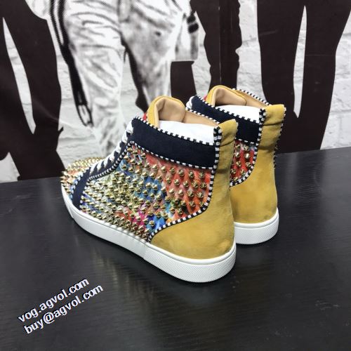 2021秋冬 クリスチャンルブタン Christian Louboutin スタッズ ハイトップシューズ 高品質 人気 クリスチャンルブタンブランド コピー ハイカット 高機能防滑ソール チロリアンテープ 