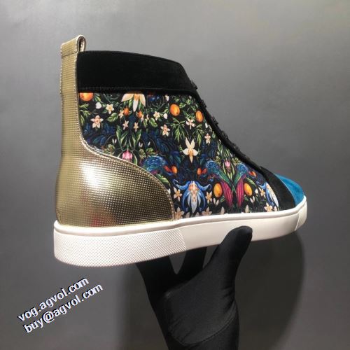 ハイトップシューズ 機能性も備えたアイテム 千鳥格子柄 クリスチャンルブタン Christian Louboutin これからの季節の足元のアクセント 2021秋冬 クリスチャンルブタンコピー 高機能防滑ソール 