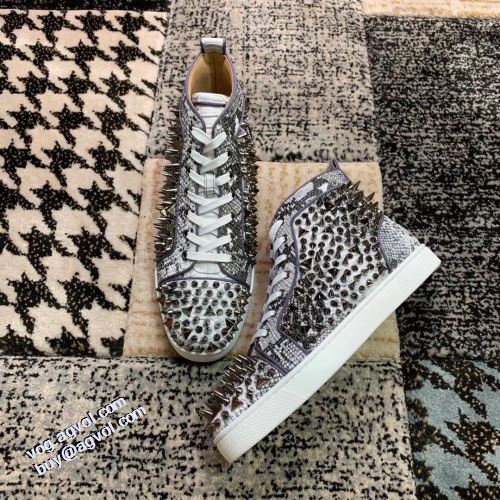 クリスチャンルブタン Christian Louboutin 耐久性に優れ スタッズ 2021秋冬 クリスチャンルブタンコピー ブランド 高機能防滑ソール ハイトップシューズ