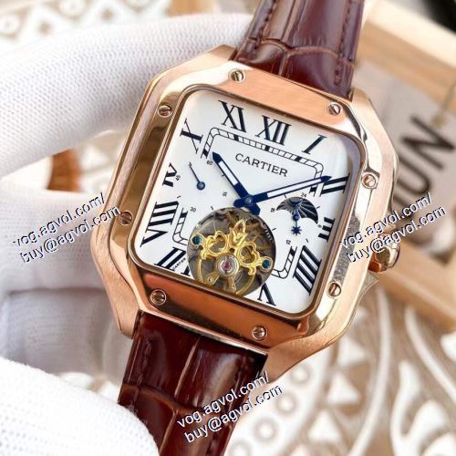 もっとも高い人気を誇る サファイヤクリスタル風防 CARTIER カルティエ偽物ブランド 2021春夏 メンズ 腕時計 機械式（自動巻き）ムーブメント 5色可選 Santos-Dumont 316Lステンレス 4針クロノグラフ 星辰月相显示