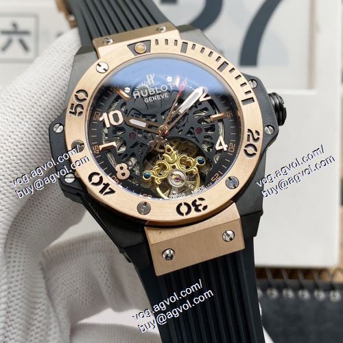 2021春夏 ウブロ HUBLOT 限量販売 機械式（自動巻き）ムーブメント 6色可選 ウブロブランドスーパーコピー メンズ 腕時計 Tourbillon トゥールビヨン 透かし彫りムーブメント