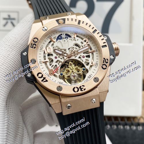 2021春夏 ウブロ HUBLOT 限量販売 機械式（自動巻き）ムーブメント 6色可選 ウブロブランドスーパーコピー メンズ 腕時計 Tourbillon トゥールビヨン 透かし彫りムーブメント