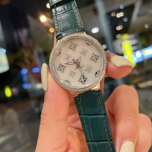多色選択可 女性用腕時計 ダイヤベゼル 存在感のある 2022早春 ルイ ヴィトン LOUIS VUITTON 牛革布地ベルト ミネラルガラス ルイ ヴィトンブランド コピー