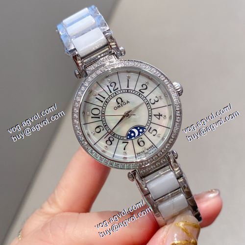 オメガ OMEGA 大人気再登場 2021春夏 2色可選 OMEGAスーパーコピー 女性用腕時計 セラミックベルト 星辰月相显示