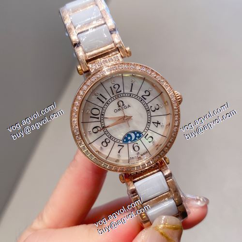 オメガ OMEGA 大人気再登場 2021春夏 2色可選 OMEGAスーパーコピー 女性用腕時計 セラミックベルト 星辰月相显示