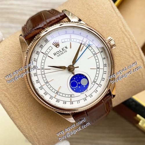 2021春夏 絶大な人気を誇る Basel Cellini シリーズ ロレックス ROLEXコピー ブランド メンズ 腕時計 2色可選 4針クロノグラフ 星辰月相显示