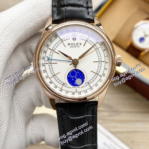 2021春夏 絶大な人気を誇る Basel Cellini シリーズ ロレックス ROLEXコピー ブランド メンズ 腕時計 2色可選 4針クロノグラフ 星辰月相显示