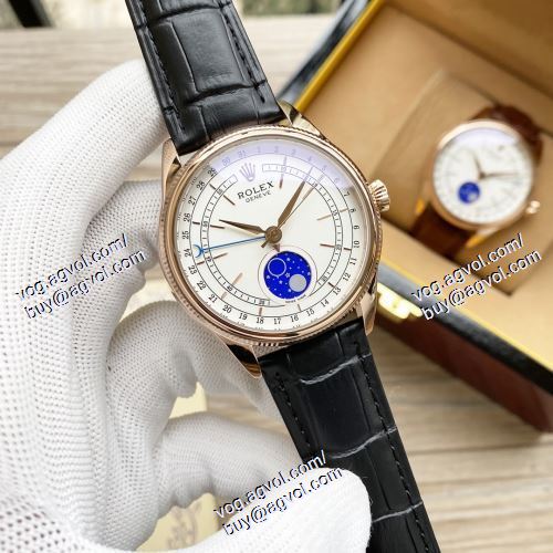 2021春夏 絶大な人気を誇る Basel Cellini シリーズ ロレックス ROLEXコピー ブランド メンズ 腕時計 2色可選 4針クロノグラフ 星辰月相显示