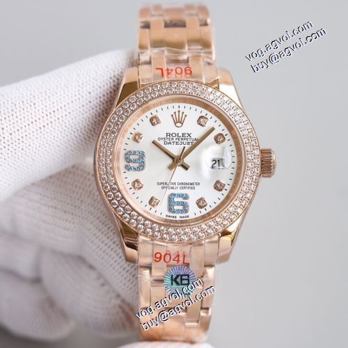 限定セール 2021秋冬 ロレックス ROLEX レザー 摩擦に強い鉱物質鏡面 ダイヤベゼル 女性用腕時計 存在感のある 機械式（自動巻き）ムーブメント ロレックスコピー