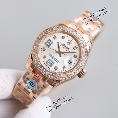 限定セール 2021秋冬 ロレックス ROLEX レザー 摩擦に強い鉱物質鏡面 ダイヤベゼル 女性用腕時計 存在感のある 機械式（自動巻き）ムーブメント ロレックスコピー
